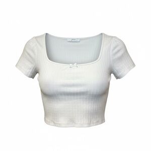 Gaze White Ribbed Crop Top